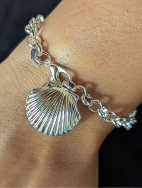Silver Seashell Locket Bracelet Silver Plated Summer Jewelry Gift Womens
